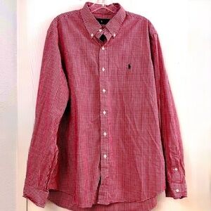 Ralph Lauren Red Checkered Men’s Shirt Button Down Sz XL